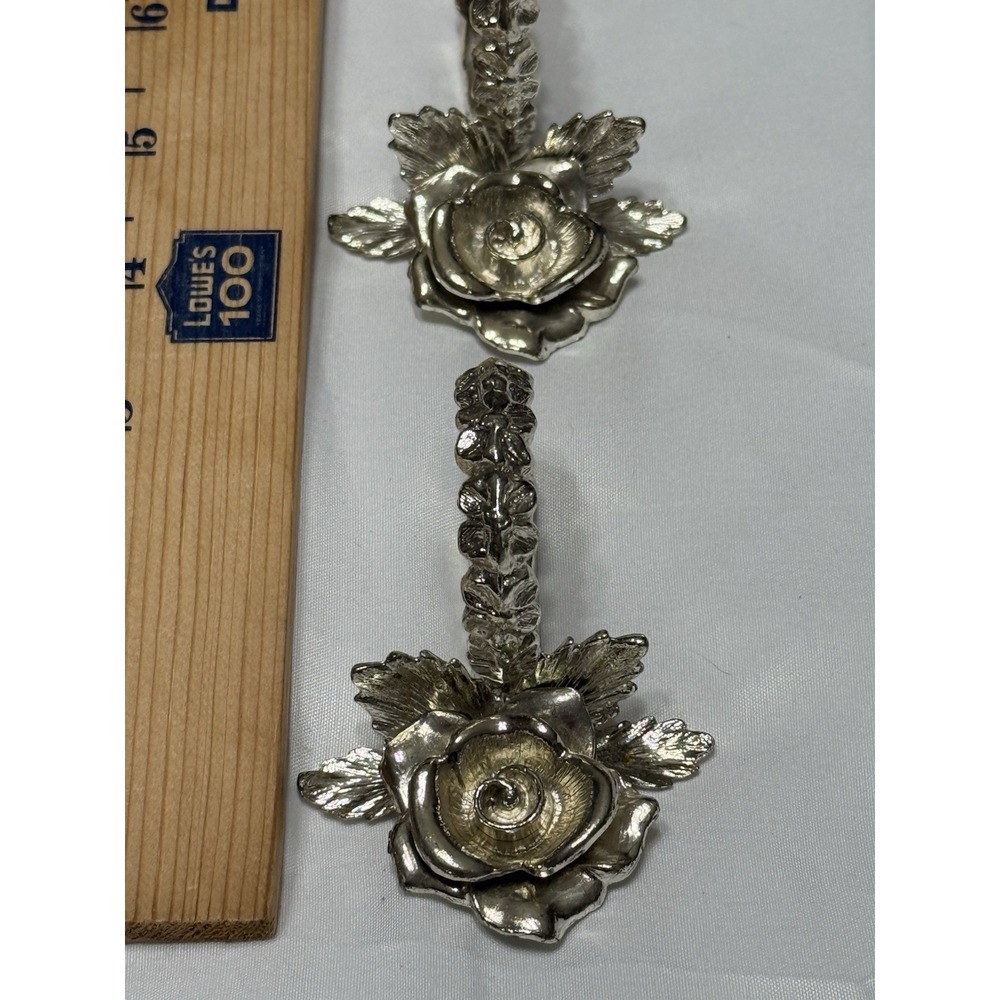 Metal Rose Flower Heavy Napkin Rings Lot of 4 Vintage - Picture 2 of 5